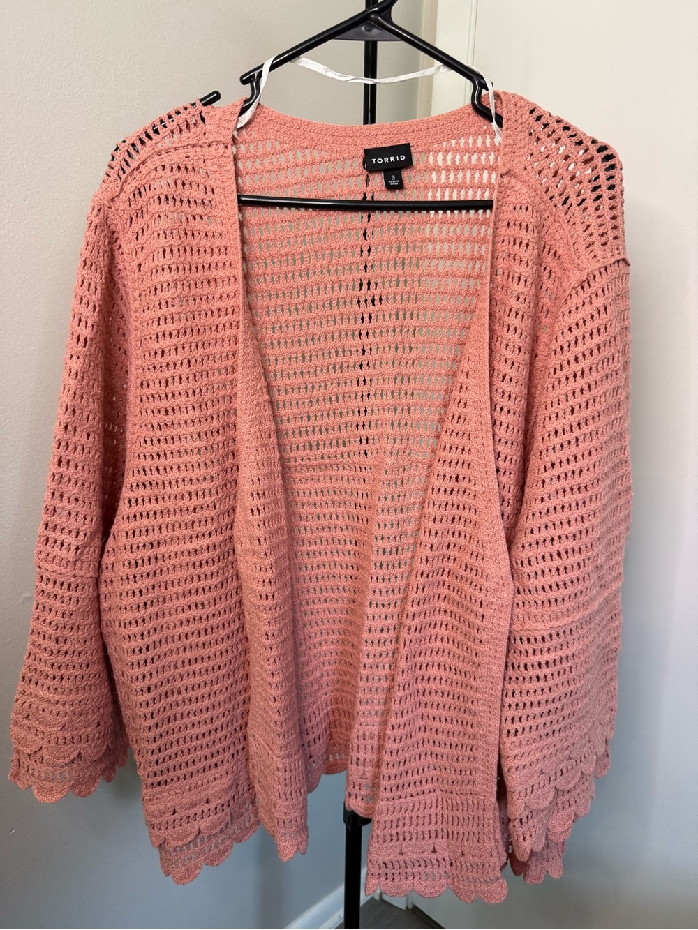 Torrid Scalloped Hem Coral/Pink Cardigan - 3X